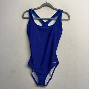 Speedo One Piece Halter Swimsuit 10 Blue